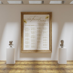 Poster Élégant Mariage Alphabétique Floral