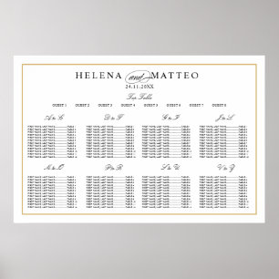 Poster Élégant Mariage Alphabétique Or
