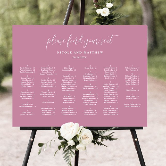 Poster Élégant Mariage alphabétique rose (Créateur téléchargé)