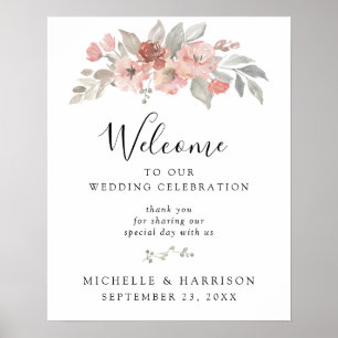 Poster Élégant Mariage d'aquarelle rose pâle