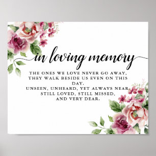 Poster Elégant Mariage de bouquet rose aquarelle