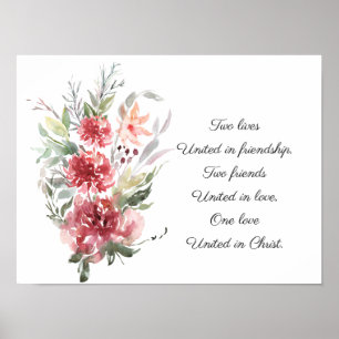 Poster Élégant Mariage de devis floral rose inspirationne