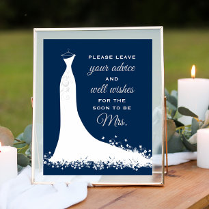 Poster Elégant Mariage de la marine Gown conseil de Fête 