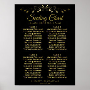 Poster Élégant Mariage de table Gold & Black 4