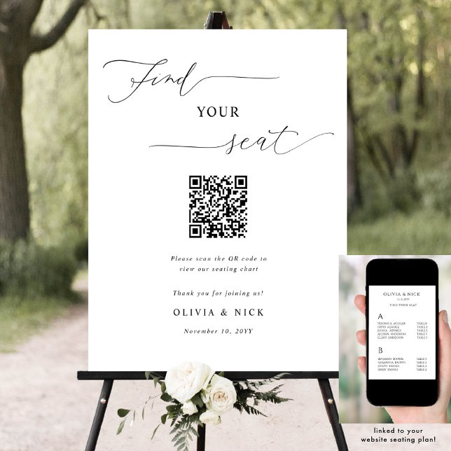 Poster Élégant Mariage du code QR Plan de siège Signer (Créateur téléchargé)