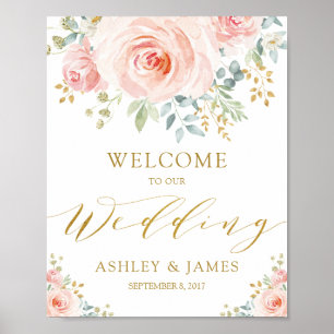 Poster Élégant Mariage en or rose pâle