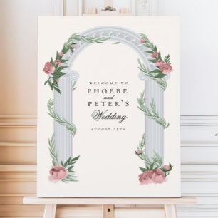 Poster Élégant Mariage Floral Colonne Jardin Mariage