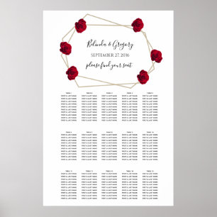 Poster Élégant Mariage géométrique Rose rouge