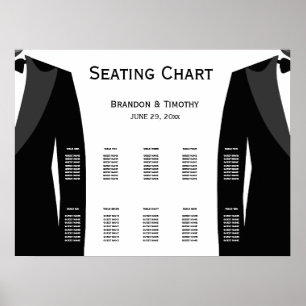 Poster Élégant Mariage gris noir et blanc