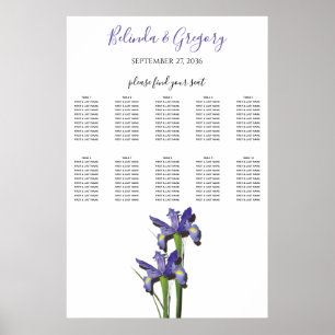 Poster Élégant Mariage Iris Purple Carte de siège