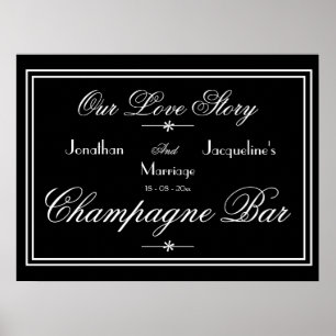 Poster Élégant Mariage Open Bar Champagne Bar Signal