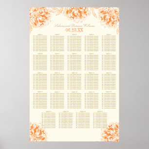 Poster Elégant Mariage Orange Floral Peony