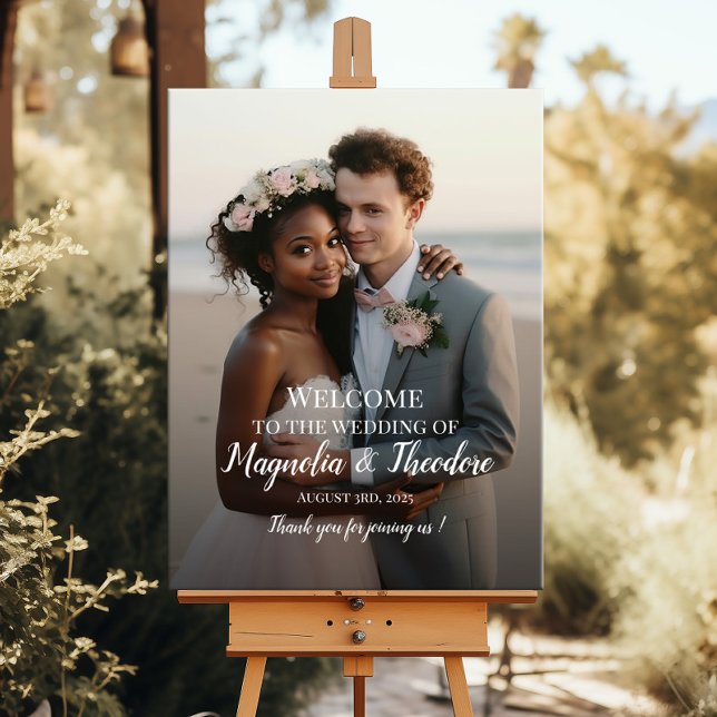 Poster Elégant mariage photo signe de bienvenue script mo (Créateur téléchargé)