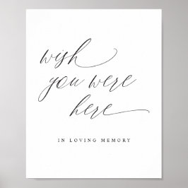 Poster Elégant Mariage Souhaitez Que Vous Étiez Ici En Mé