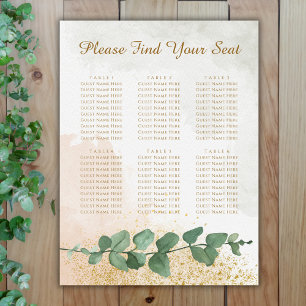 Poster Élégant Mariage Vert & Or