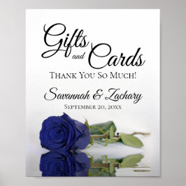 Poster Élégant Marine Rose bleu Cadeaux et cartes Mariage