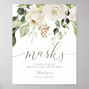 Poster Elégant Masque de Mariage Signal Verdure Foliage