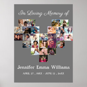 Poster Elegant Memorial Photo collage Funeral Sympathy  P