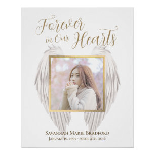 Poster Elégant Mémorial pour toujours dans nos coeurs Pho