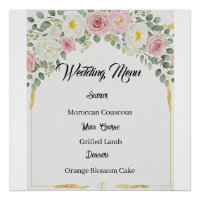 Elégant Menu Mariage Floral Or Marocain