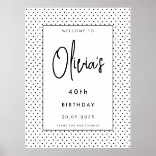 Poster Elégant minimaliste B&W 40e anniversaire fête Bien