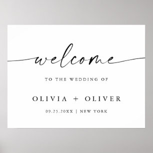 Poster Élégant minimaliste Mariage de bienvenue Calligrap