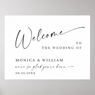 Poster Élégant minimaliste Mariage de bienvenue Calligrap