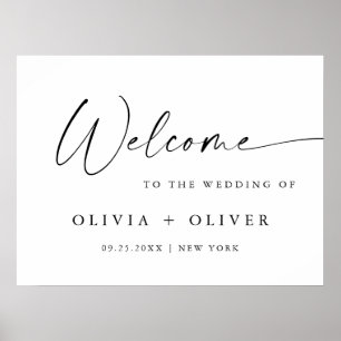 Poster Élégant minimaliste Mariage de bienvenue Calligrap