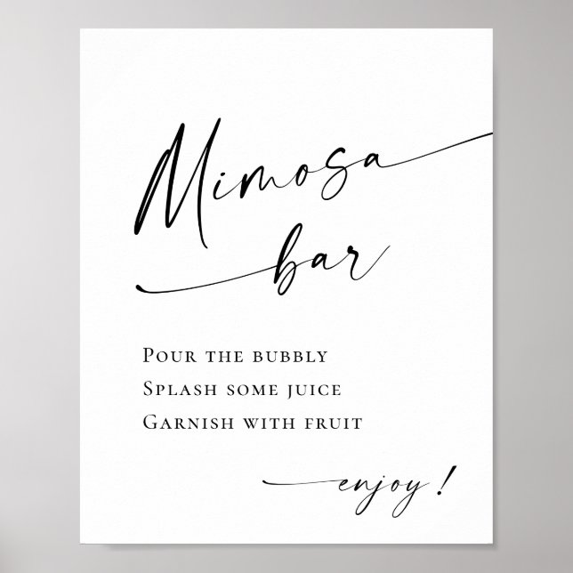 Poster Élégant minimaliste simple Mariage de bar Mimosa (Devant)