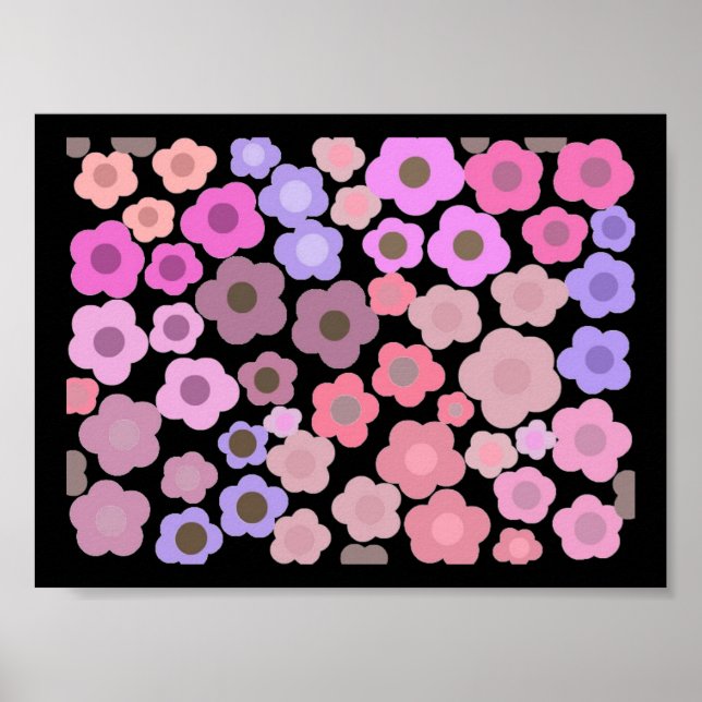 Poster Élégant miroir de fleurs (Devant)