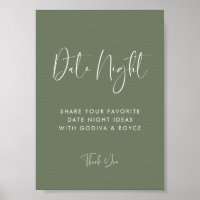 Elégant moderne Dark Sage Date nuit idées signe
