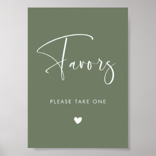 Poster Elégant moderne Dark Sage Vert mariage Favoriser s
