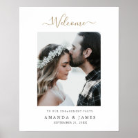Elegant moderne Gold Photo Engagement Party Bienve