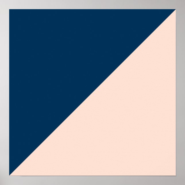 Poster élégant moderne pastel peach bleu marine bloc de c (Devant)