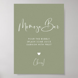 Poster Elégant & moderne Sage Green Momosa signe bar