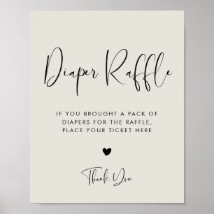 Poster Elégant moderne Sage Lumière Vert Diaper Raffle si