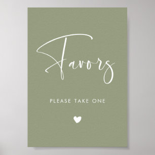Poster Elégant & moderne Sage Vert mariage Symbole de fav
