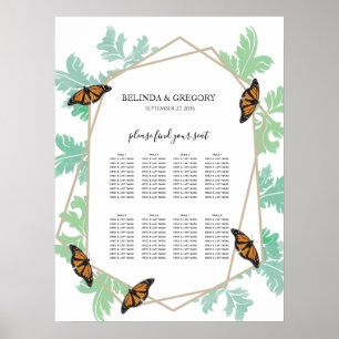 Poster Élégant Monarque Papillon Mariage de siège graphiq