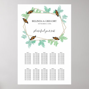 Poster Élégant Monarque Papillon Mariage de siège graphiq