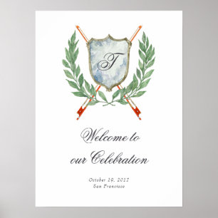 Poster Élégant Monogram Crest Symbole de bienvenue musica