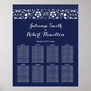 Poster Élégant Monogramme en dentelle Mariage