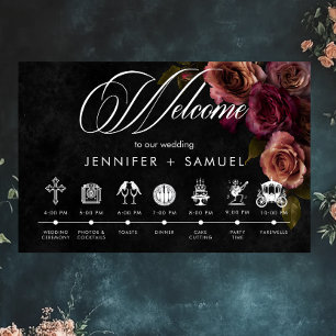 Poster Elégant Moody Muted Rust Bourgogne Ordre des événe