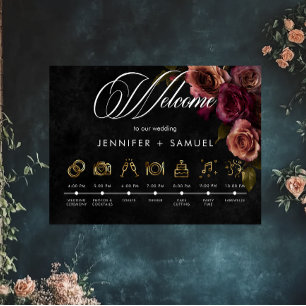 Poster Elégant Moody Muted Rust Bourgogne Ordre des événe