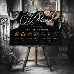 Poster Élégant Moody Twilight Muted Floral Order Événemen