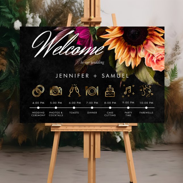 Poster Élégant Moody Vibrant Sunset Floral Ordre de l'évé (Créateur téléchargé)