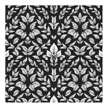 Élégant Motif à feuilles noires et blanches