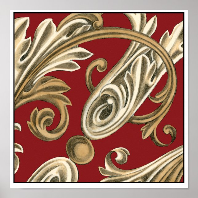 Poster Elégant Motif Botanique avec Foliage Tan (Devant)