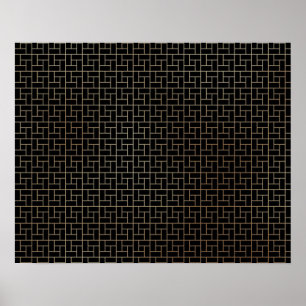 Poster Élégant Motif de tissage de panier d'or Abstrait