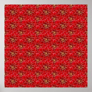Poster Élégant motif floral rouge