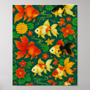 Poster Élégant Motif Koi Pond